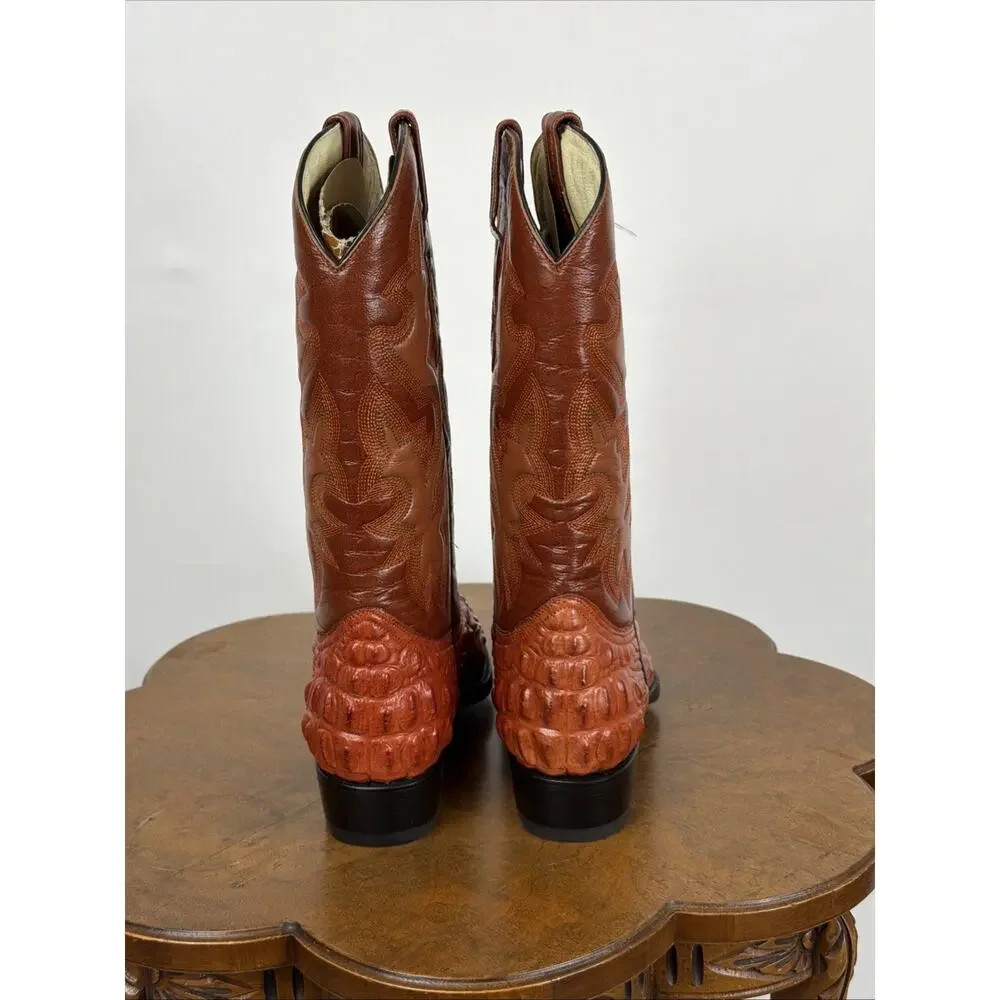 Tauro Brown Alligator Boots Tonal Stitching SZ 25 (Mex) NWT US Mens 7.5 Womens 9